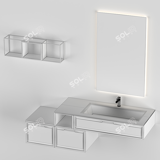 Dynamic Horizontal Bathroom Composition 3D model image 4