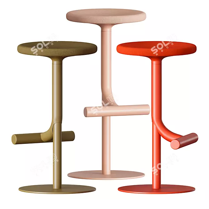 Elegant Adjustable Bar Stool 3D model image 3