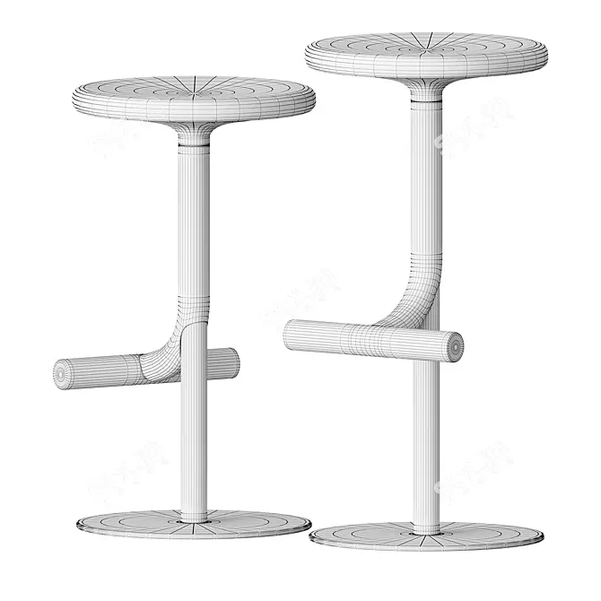 Elegant Adjustable Bar Stool 3D model image 5