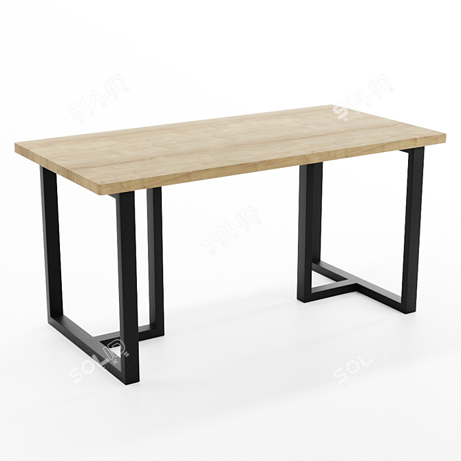 Industrial Oak Loft Table 3D model image 1