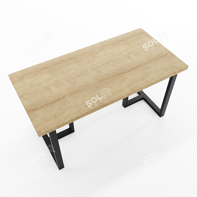 Industrial Oak Loft Table 3D model image 4