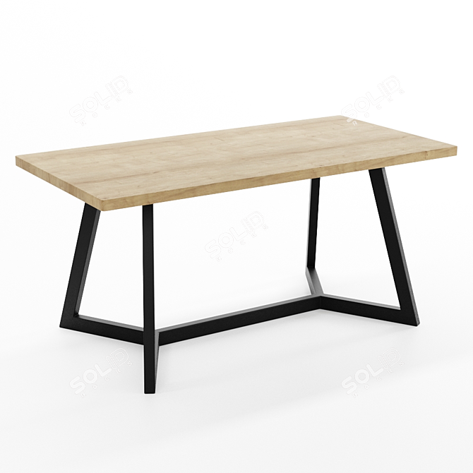 Industrial Oak Loft Table SP06 3D model image 1