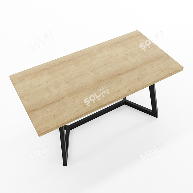 Industrial Oak Loft Table SP06 3D model image 4