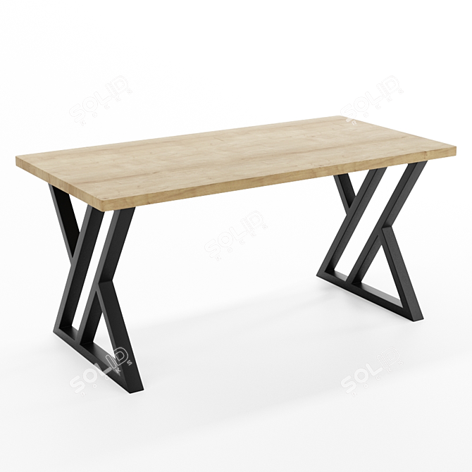 Industrial Oak Loft Table SP07 3D model image 1