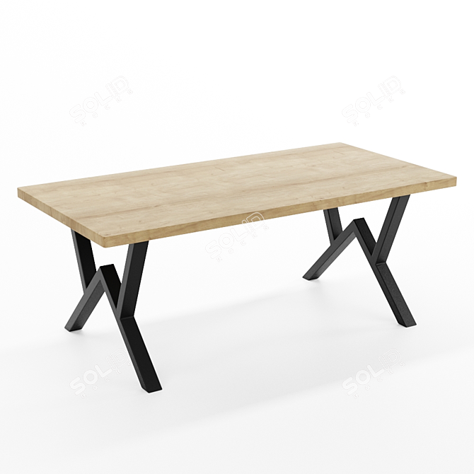 Industrial Oak Loft Table SP08 3D model image 1