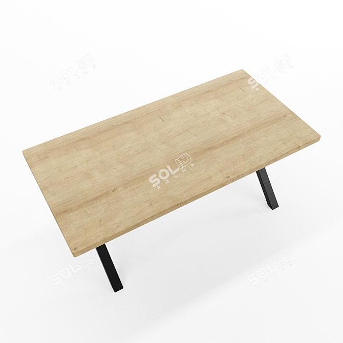Industrial Oak Loft Table SP08 3D model image 4