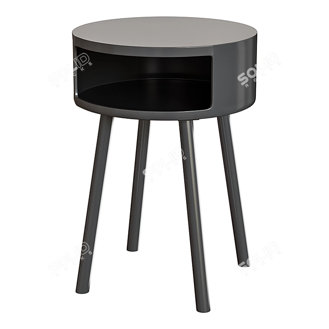 Modern Gray Side Table with Shelf 3D model image 1