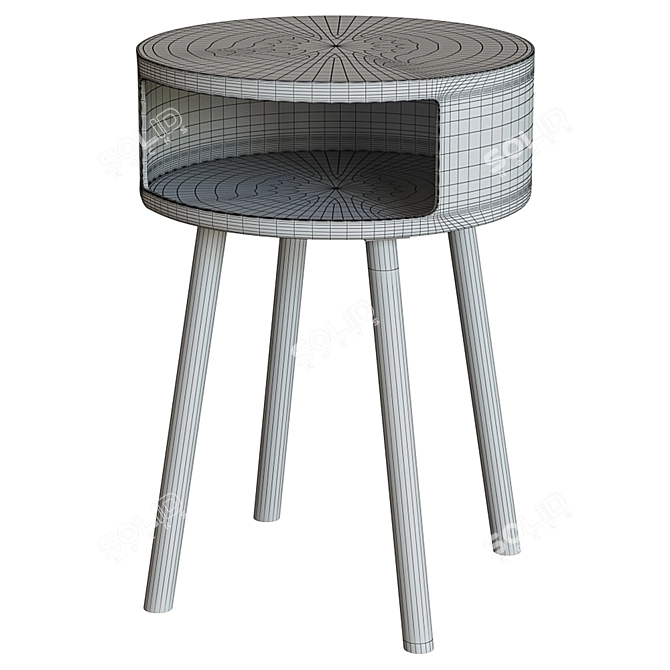 Modern Gray Side Table with Shelf 3D model image 2