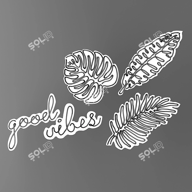 Tropical Monstera Vibes Neon Sign 3D model image 2