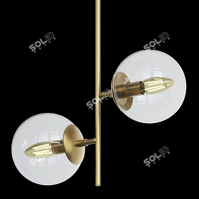 Brass Pendant Lamp with Globe Shades 3D model image 2