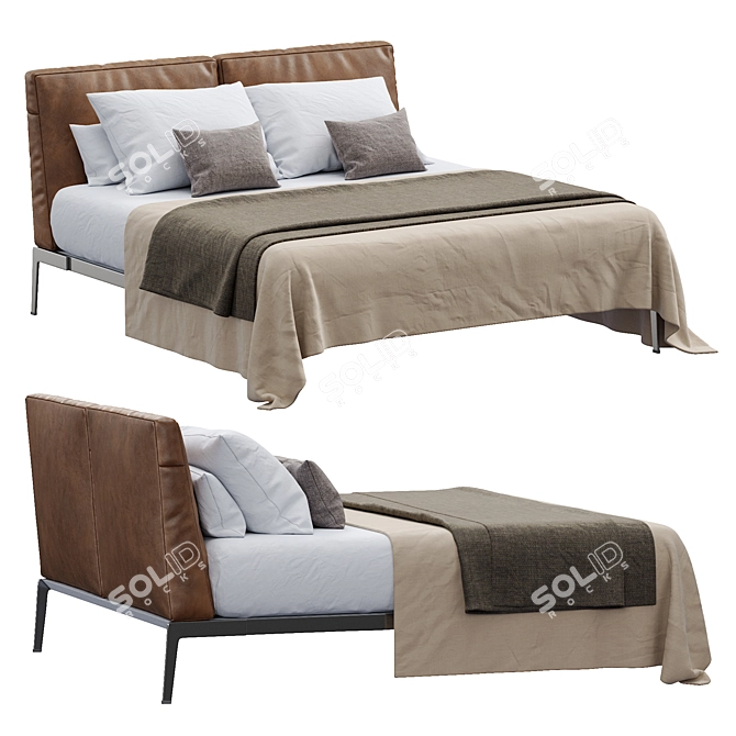 Elegant Lifesteel Leather Bed 3D model image 3