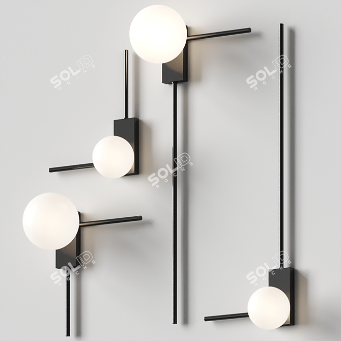 Elegant Glass Wall Lamp with Angular Frame 3D model image 1