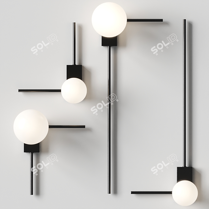 Elegant Glass Wall Lamp with Angular Frame 3D model image 2