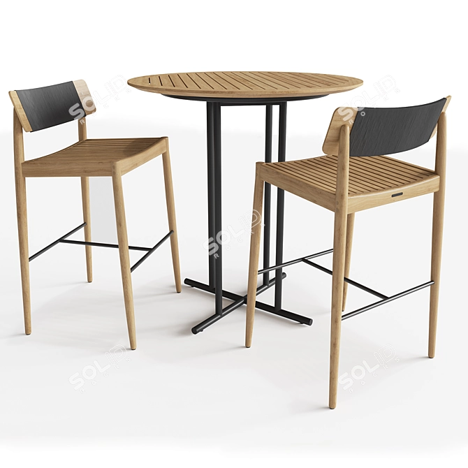 Gloster Whirl Table & Archi Bar Chair Set 3D model image 1