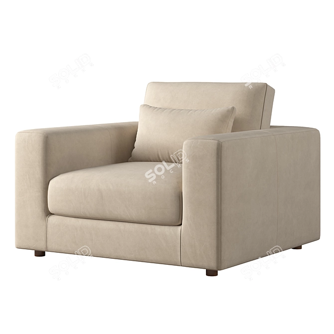 Elegant Rh Lugano Leather Chair 3D model image 2