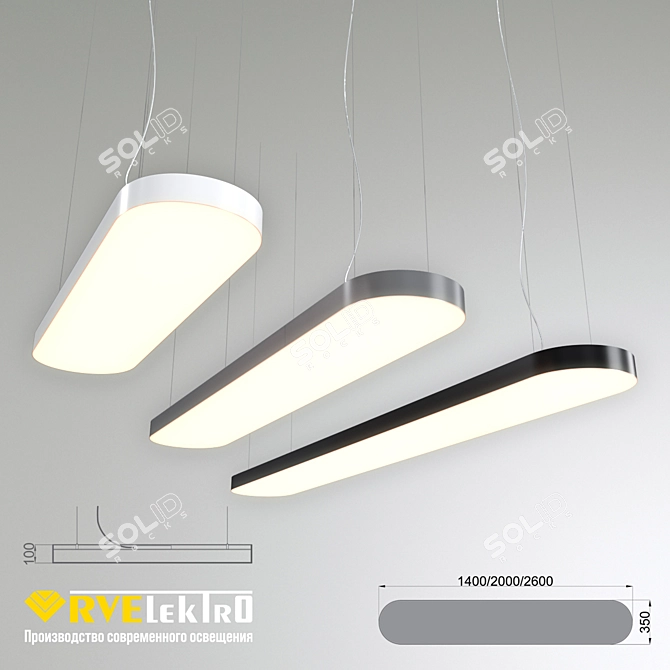 Modern LED Pendant Light for Business Centers and Public Spaces 3D model image 1