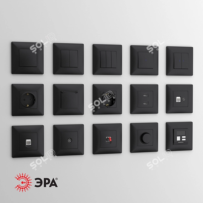 ERA Elegance Anthracite Sockets 3D model image 1