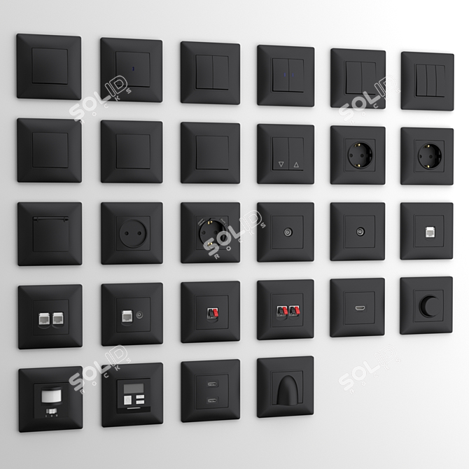 ERA Elegance Anthracite Sockets 3D model image 2