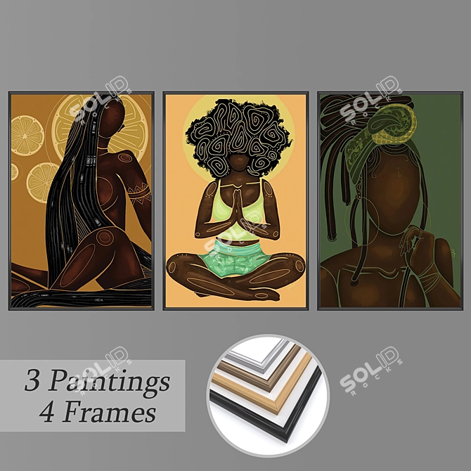 Modern Wall Art Set with Multiple Frame Options 3D model image 1