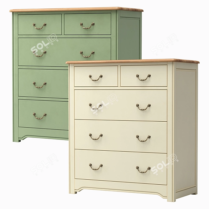 Modern Birch Olivia Dresser with 5 Drawers 3D model image 1