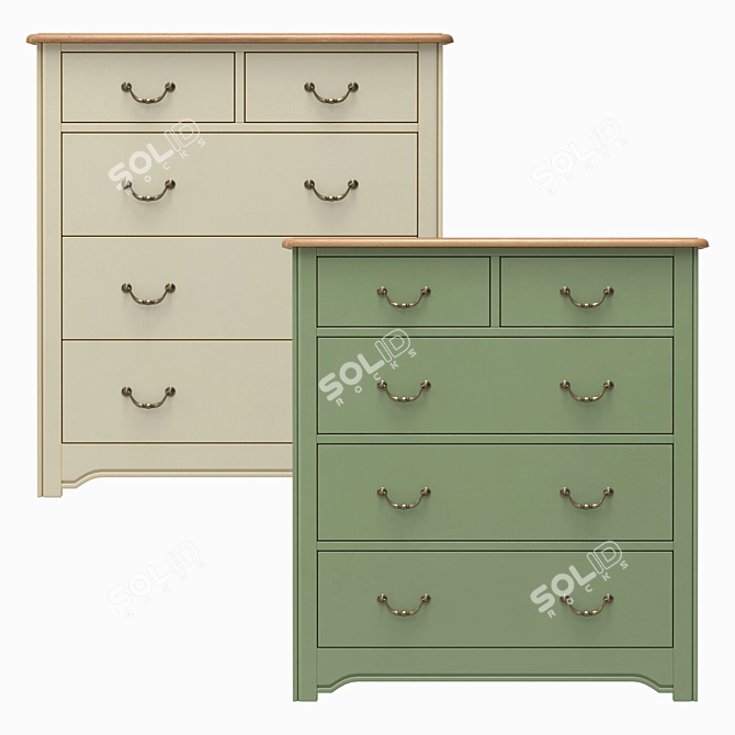 Modern Birch Olivia Dresser with 5 Drawers 3D model image 2