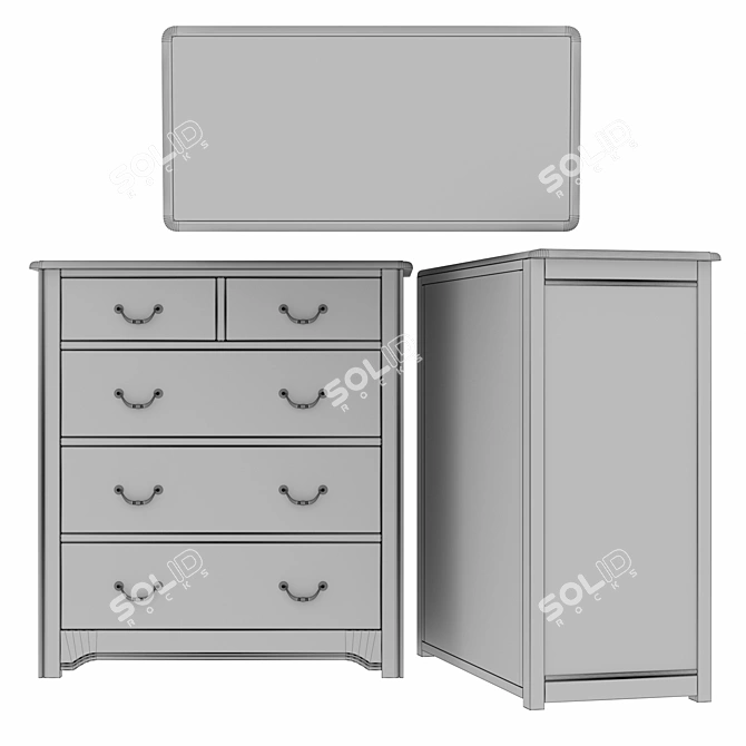 Modern Birch Olivia Dresser with 5 Drawers 3D model image 5