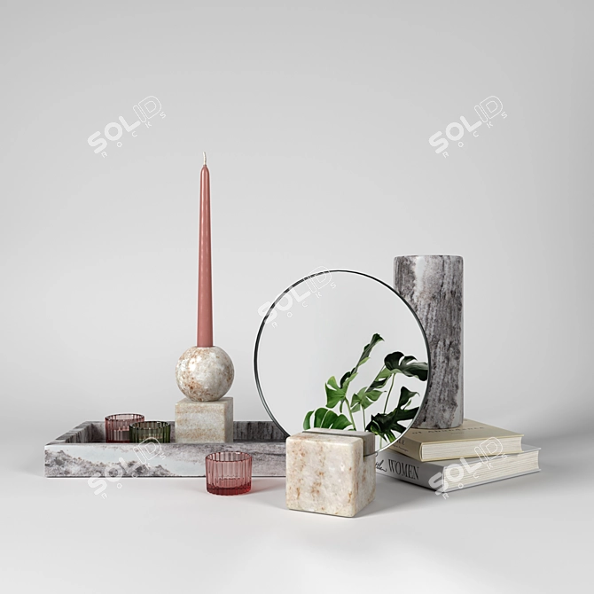 H&M HOME Marble Set: Elegant Decor Delight 3D model image 1