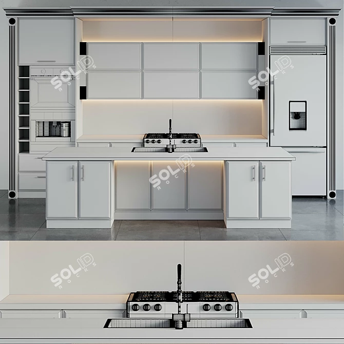 Modern Kitchen 3D Model 3D model image 5