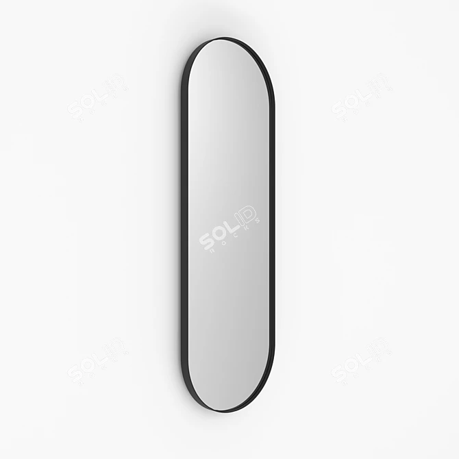 Iron Capsule Flap: Oval Mirror in Sleek Black Metal Frame 3D model image 2