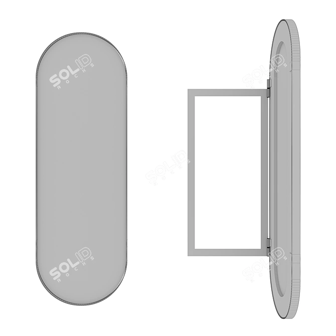 Iron Capsule Flap: Oval Mirror in Sleek Black Metal Frame 3D model image 3