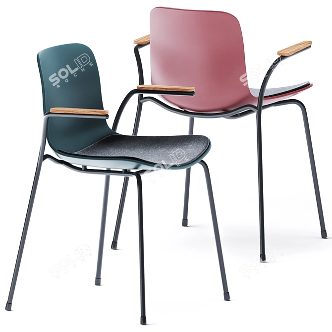 Elegant Langue Stack Chair 3D model image 2