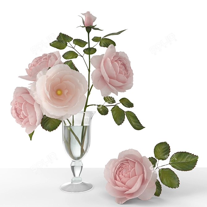 Elegant Rose Bouquet 3D model image 4