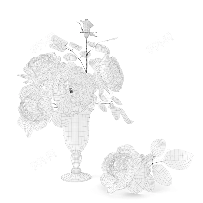 Elegant Rose Bouquet 3D model image 5