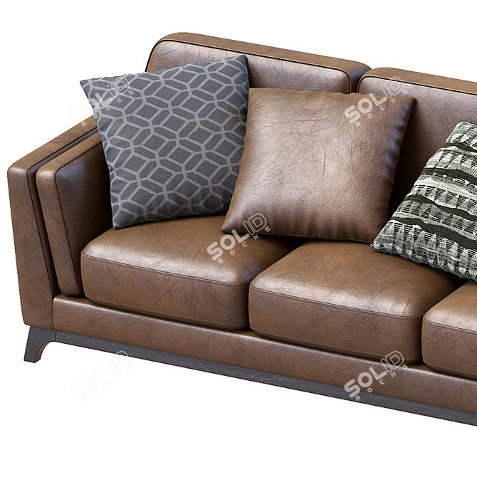 Sleek Volcanic Leather Sofa 3D model image 2