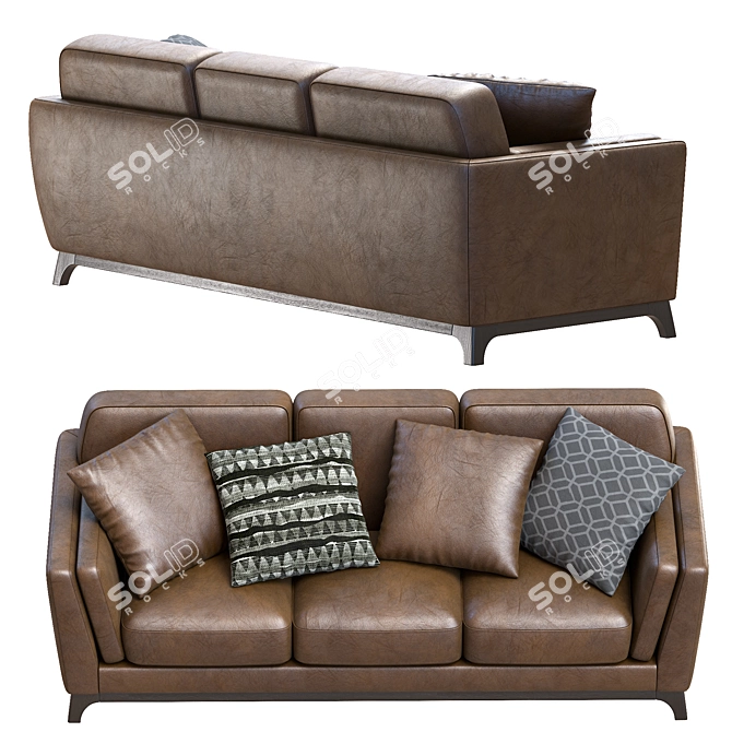 Sleek Volcanic Leather Sofa 3D model image 4