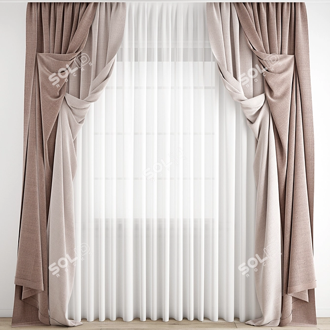 Premium Curtain 3D Model 3D model image 1