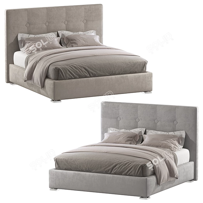 Elegant High-Fashion Bed 3D model image 1