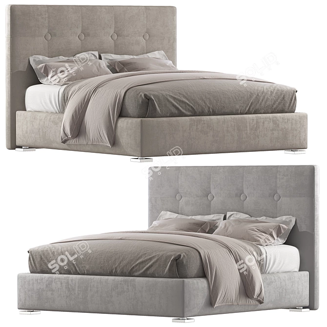 Elegant High-Fashion Bed 3D model image 3