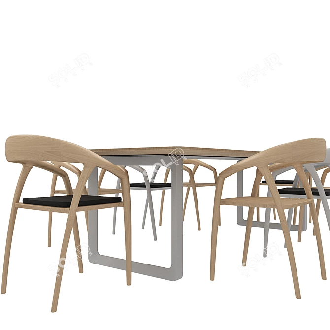 Modern 8-Piece Dining Set 3D model image 3