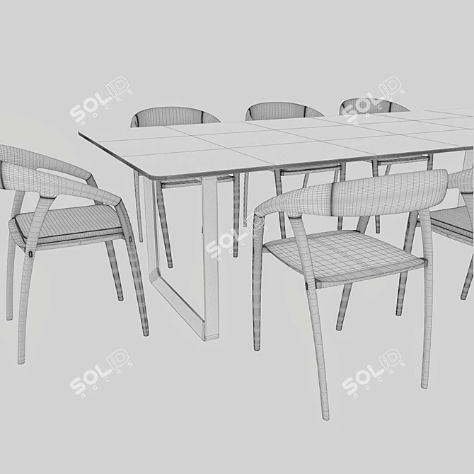 Modern 8-Piece Dining Set 3D model image 5