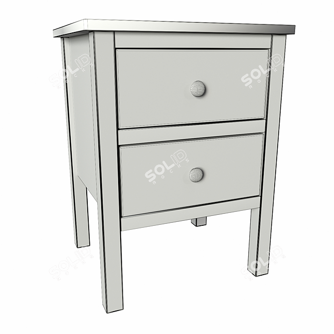 Ashin Bedside Table - 2 Drawer White/Wood 3D model image 2