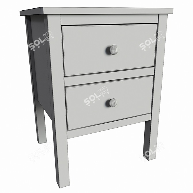 Ashin Bedside Table - 2 Drawer White/Wood 3D model image 5