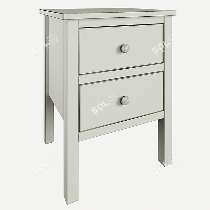 Ashin Bedside Table - 2 Drawer White/Wood 3D model image 8