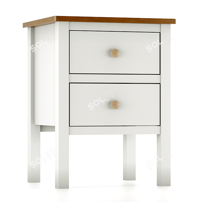 Ashin Bedside Table - 2 Drawer White/Wood 3D model image 10