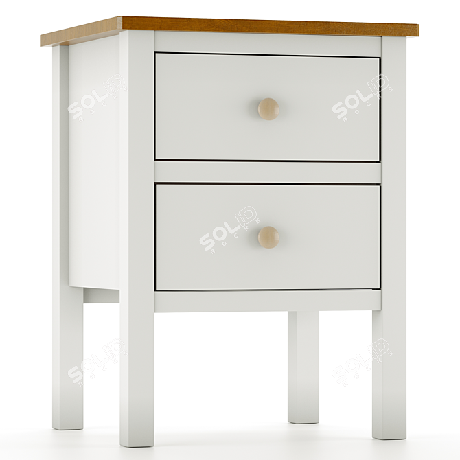 Ashin Bedside Table - 2 Drawer White/Wood 3D model image 13