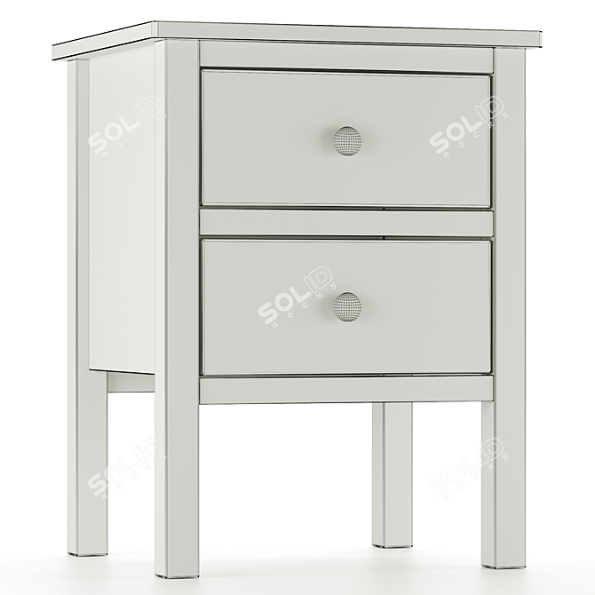 Ashin Bedside Table - 2 Drawer White/Wood 3D model image 14