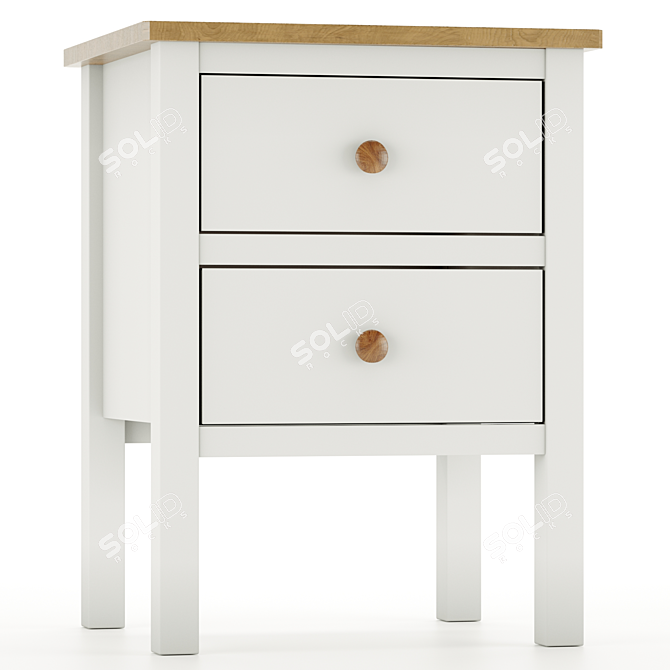 Ashin Bedside Table - 2 Drawer White/Wood 3D model image 16