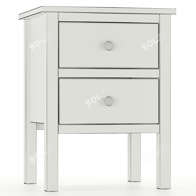 Ashin Bedside Table - 2 Drawer White/Wood 3D model image 17