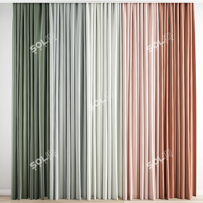 Elegant Polygonal Curtain Set 3D model image 1