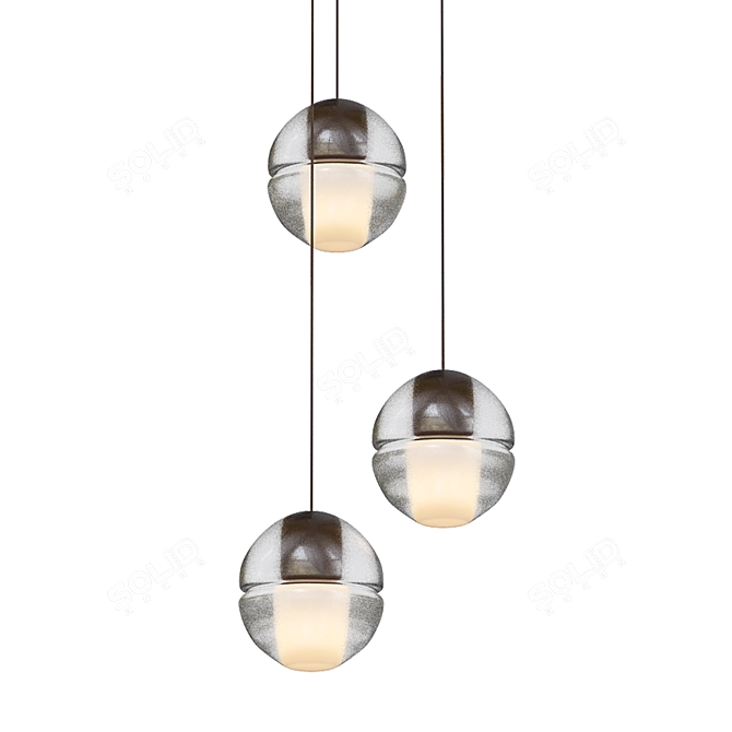 Ice Sphere Pendant Light, 3 Lamps 3D model image 1